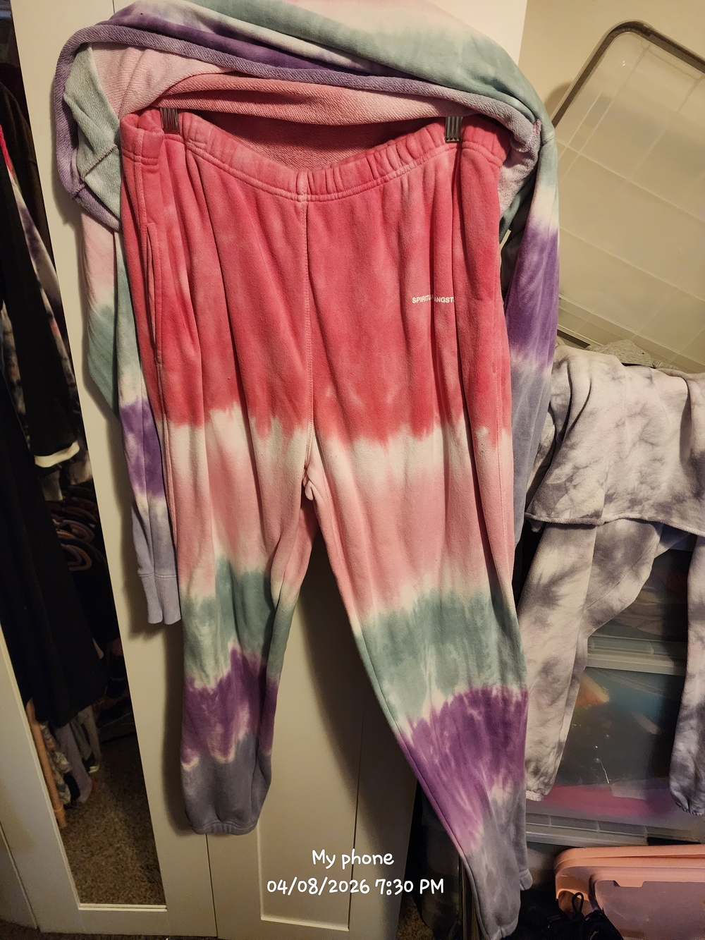 Spiritual Gangster Tie-Dye Track Pants & Top Set - Pink, Green, Purple - Picture 2 of 5
